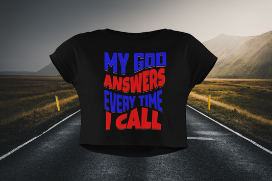 My God Answers Christian Crop Top