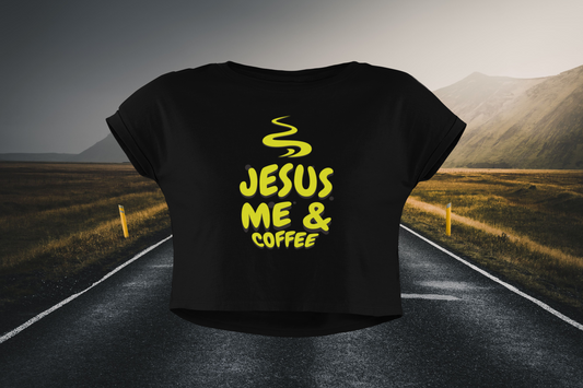 Jesus Me And Coffee Christian Crop Top