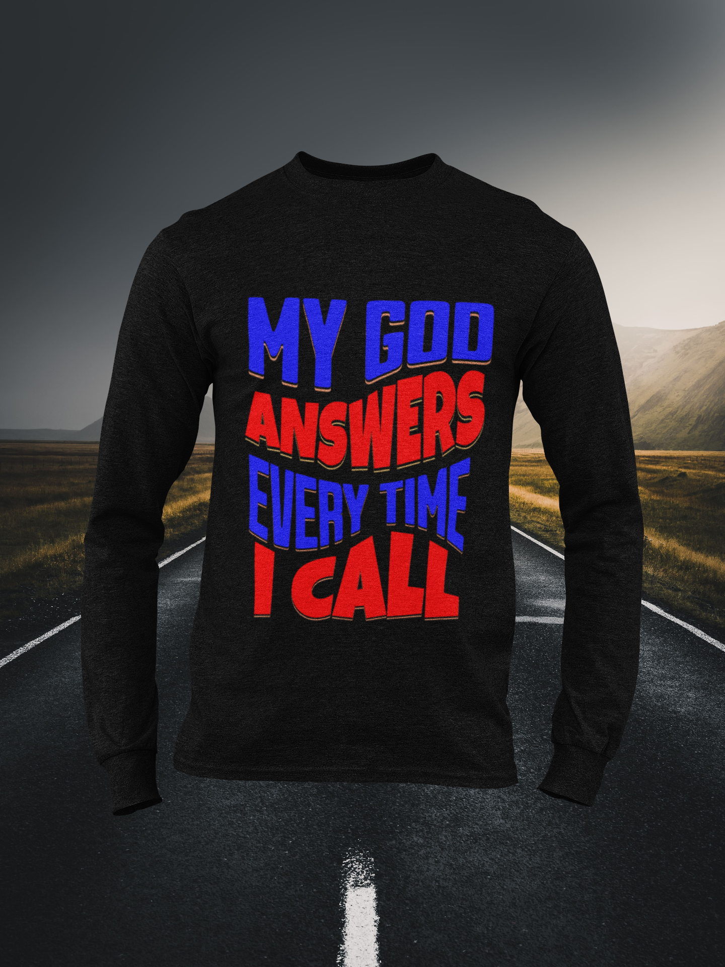 My God Answers Christian Long Sleeve Tee