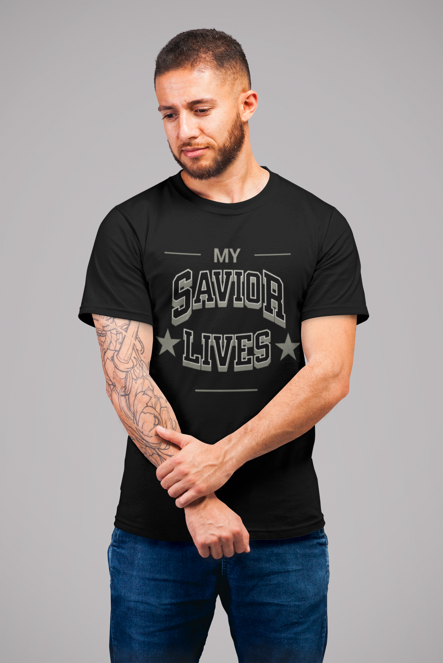 My Savior Lives Christian T-shirt