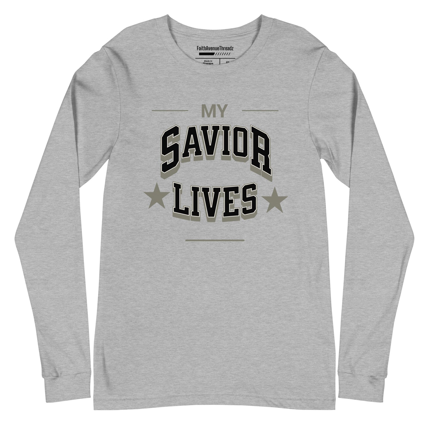 My Savior Lives Christian Long Sleeve Tee