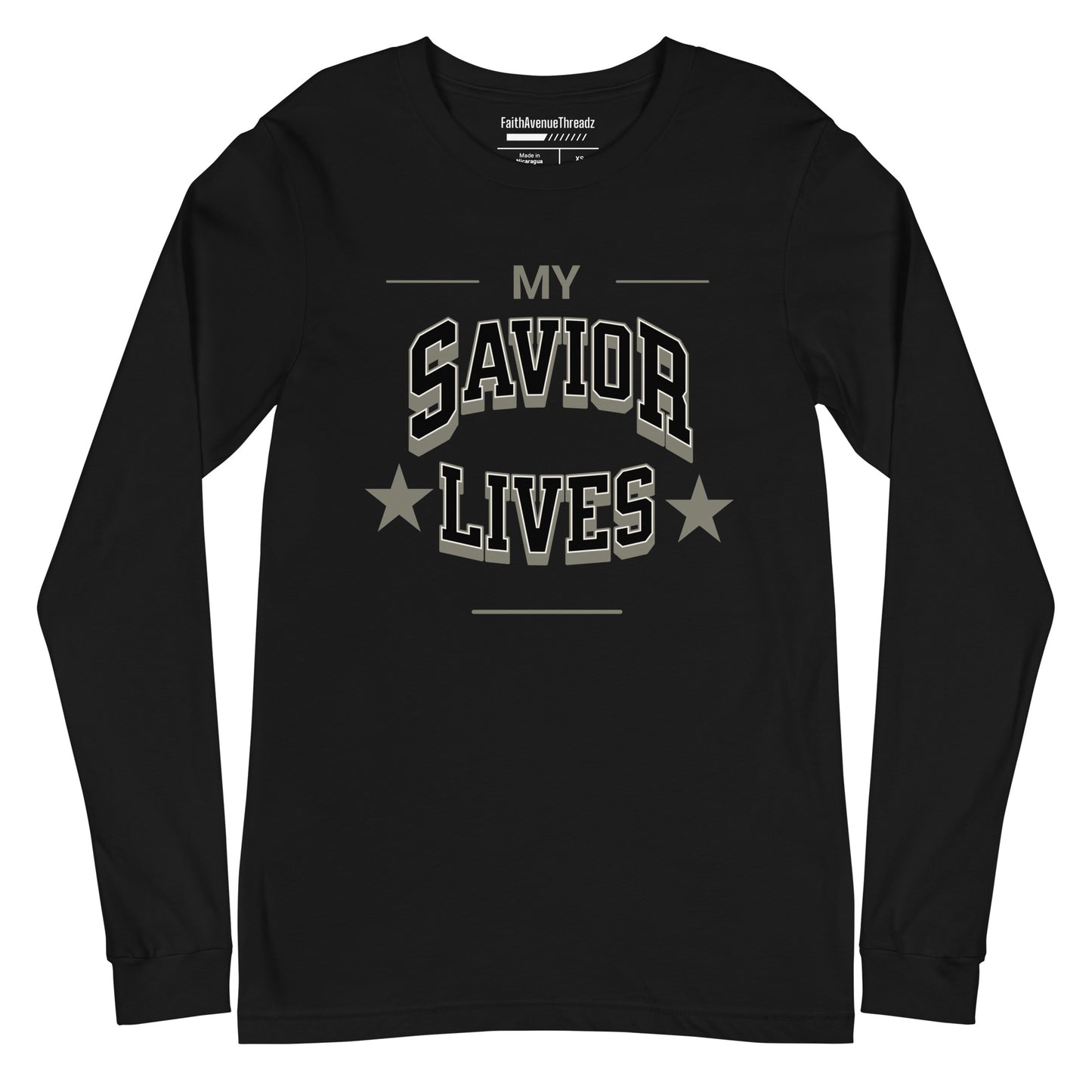 My Savior Lives Christian Long Sleeve Tee