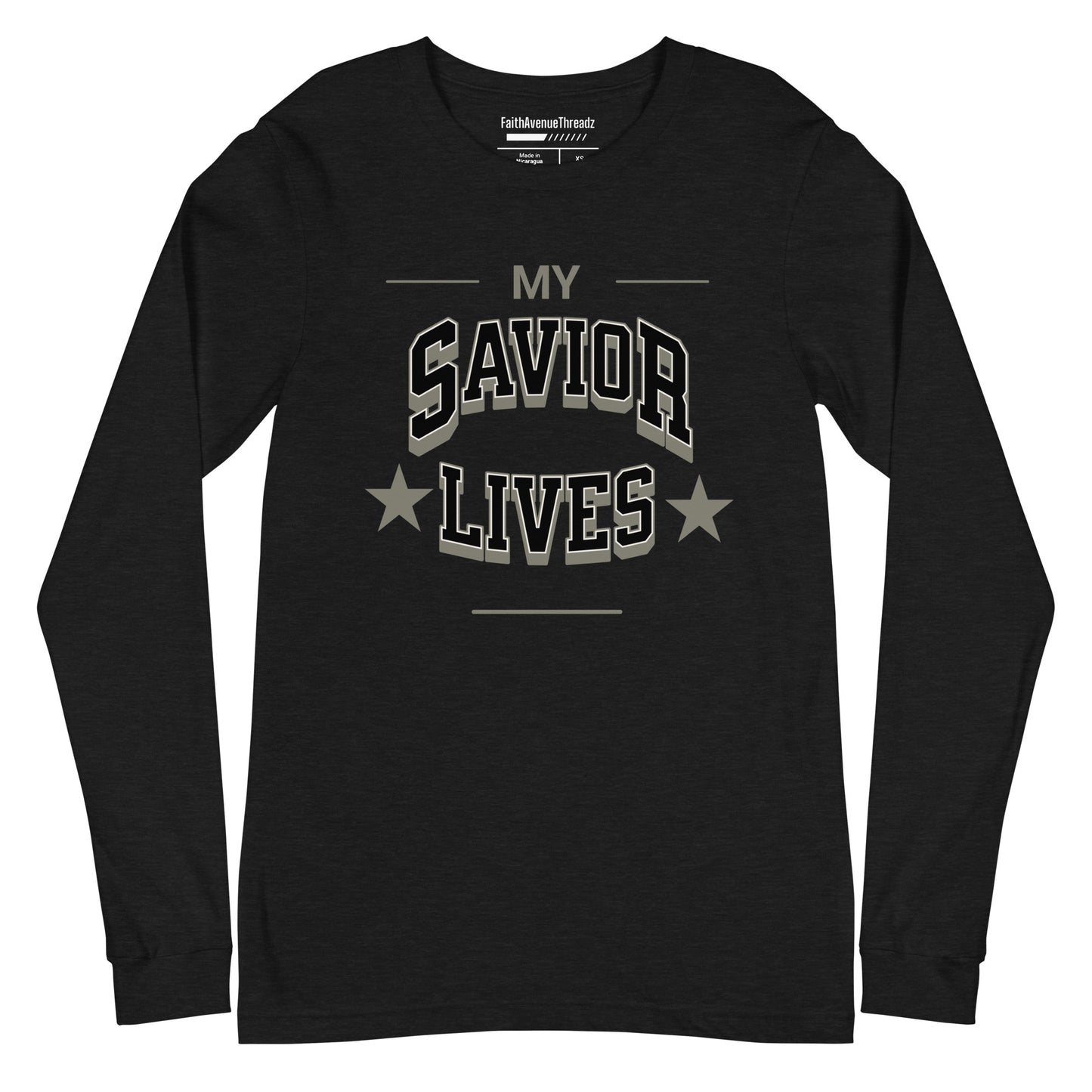 My Savior Lives Christian Long Sleeve Tee