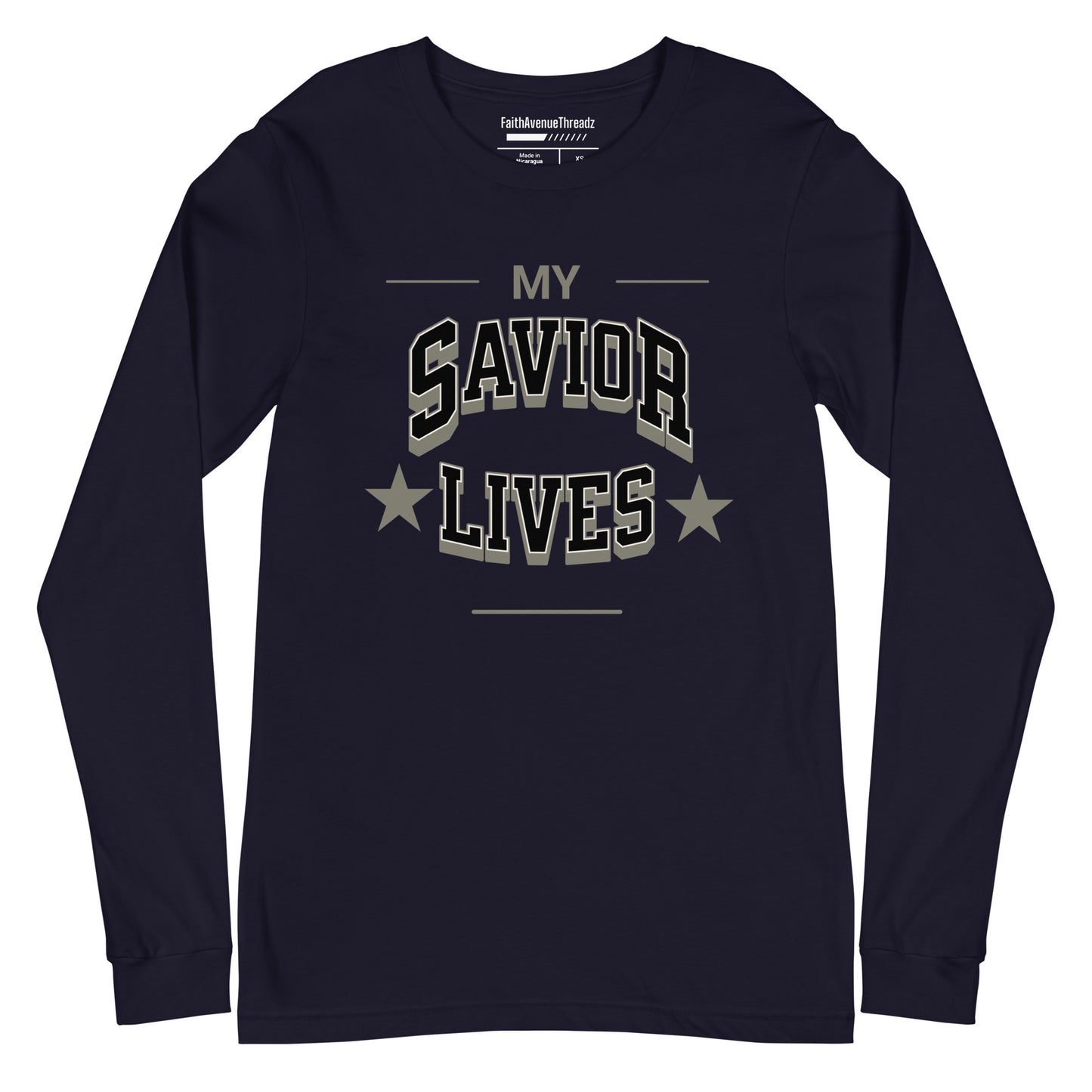 My Savior Lives Christian Long Sleeve Tee