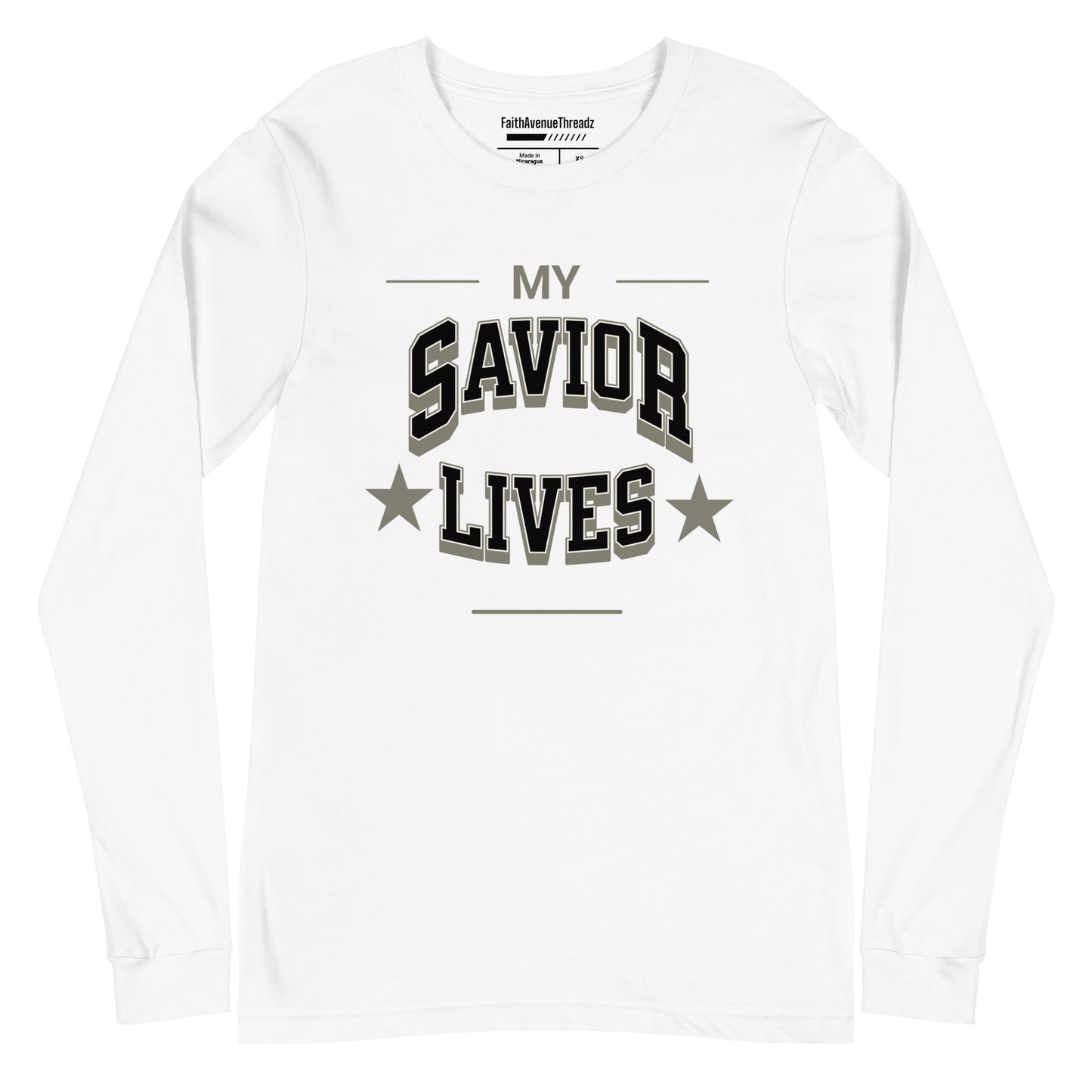 My Savior Lives Christian Long Sleeve Tee
