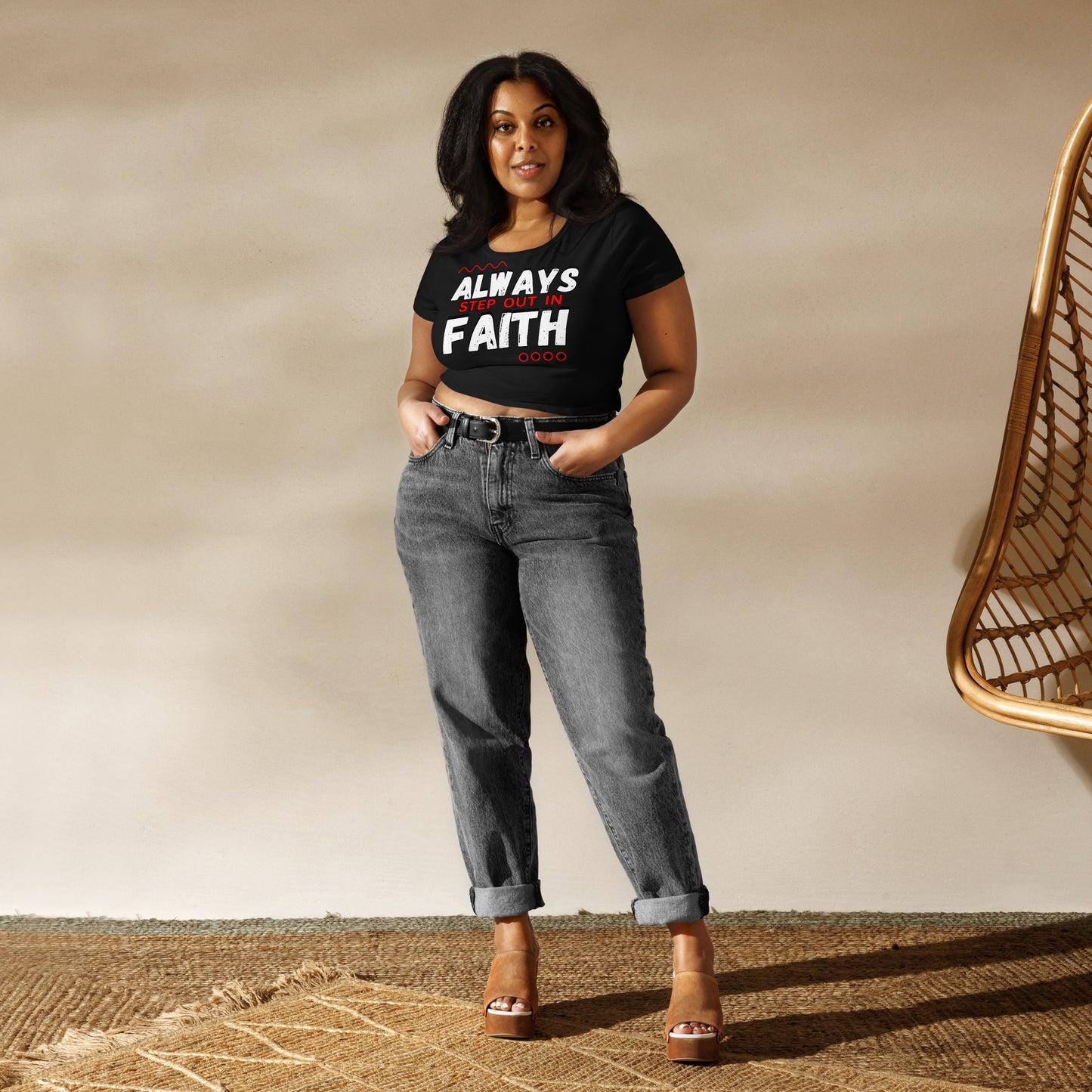 Always Step Out In Faith Christian Crop Top