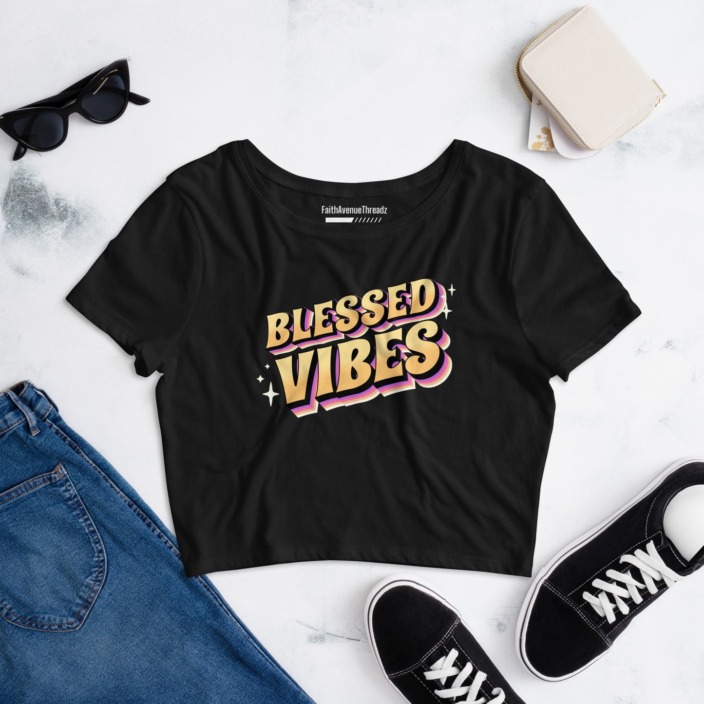 Blessed Vibes Christian Crop Top