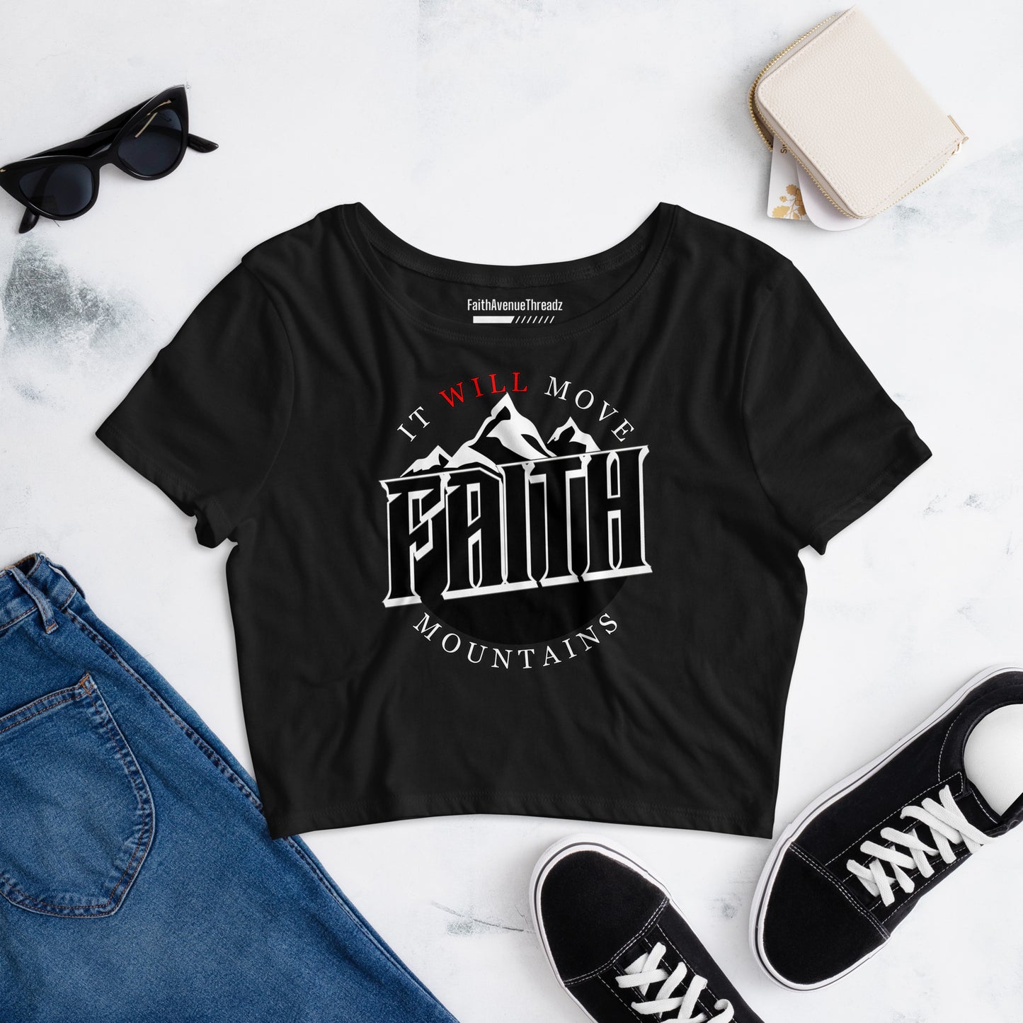 Faith Will Move Mountains Christian Crop Top