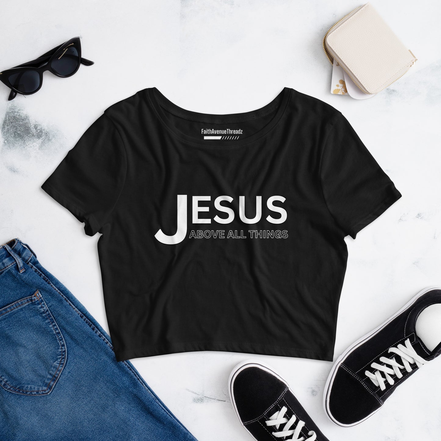 Jesus Above All Things Christian Crop Top