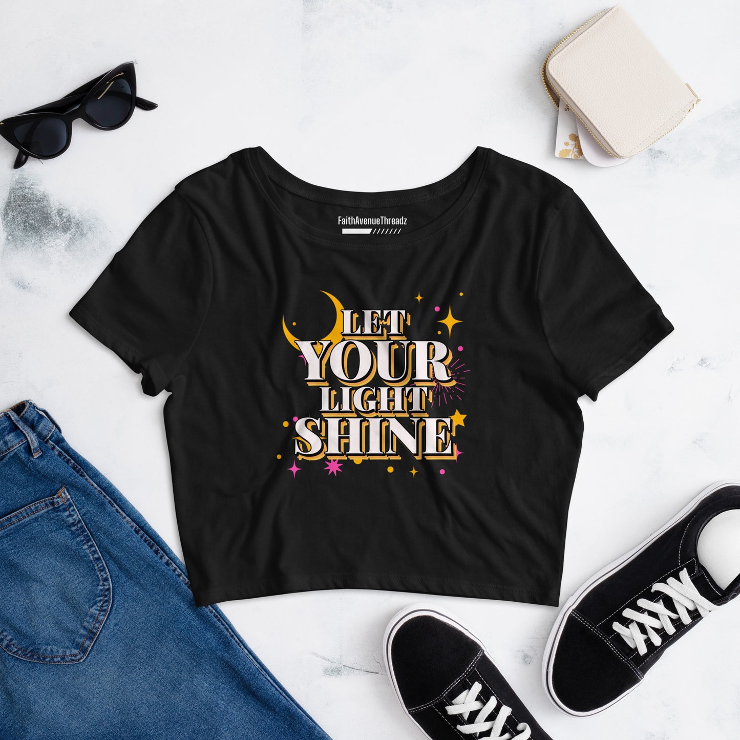 Let Your Light Shine Christian Crop Top