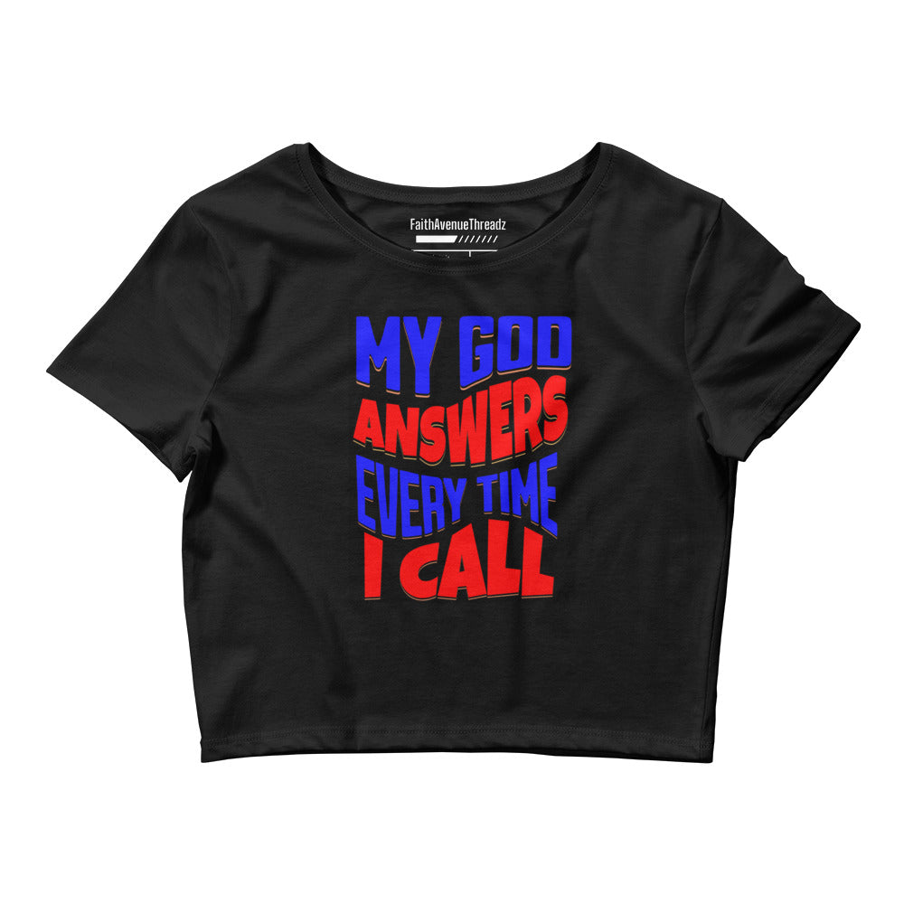 My God Answers Christian Crop Top