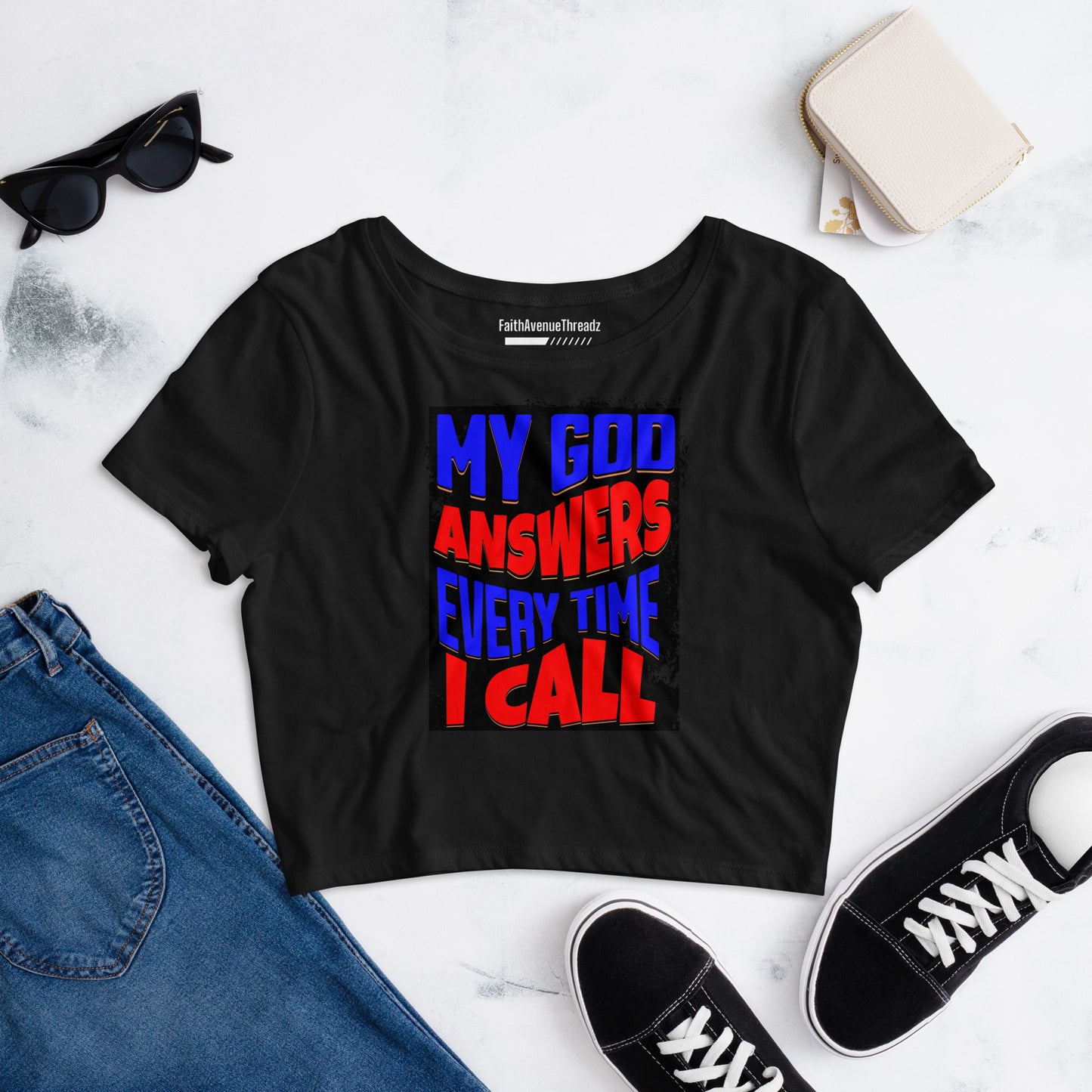 My God Answers Christian Crop Top
