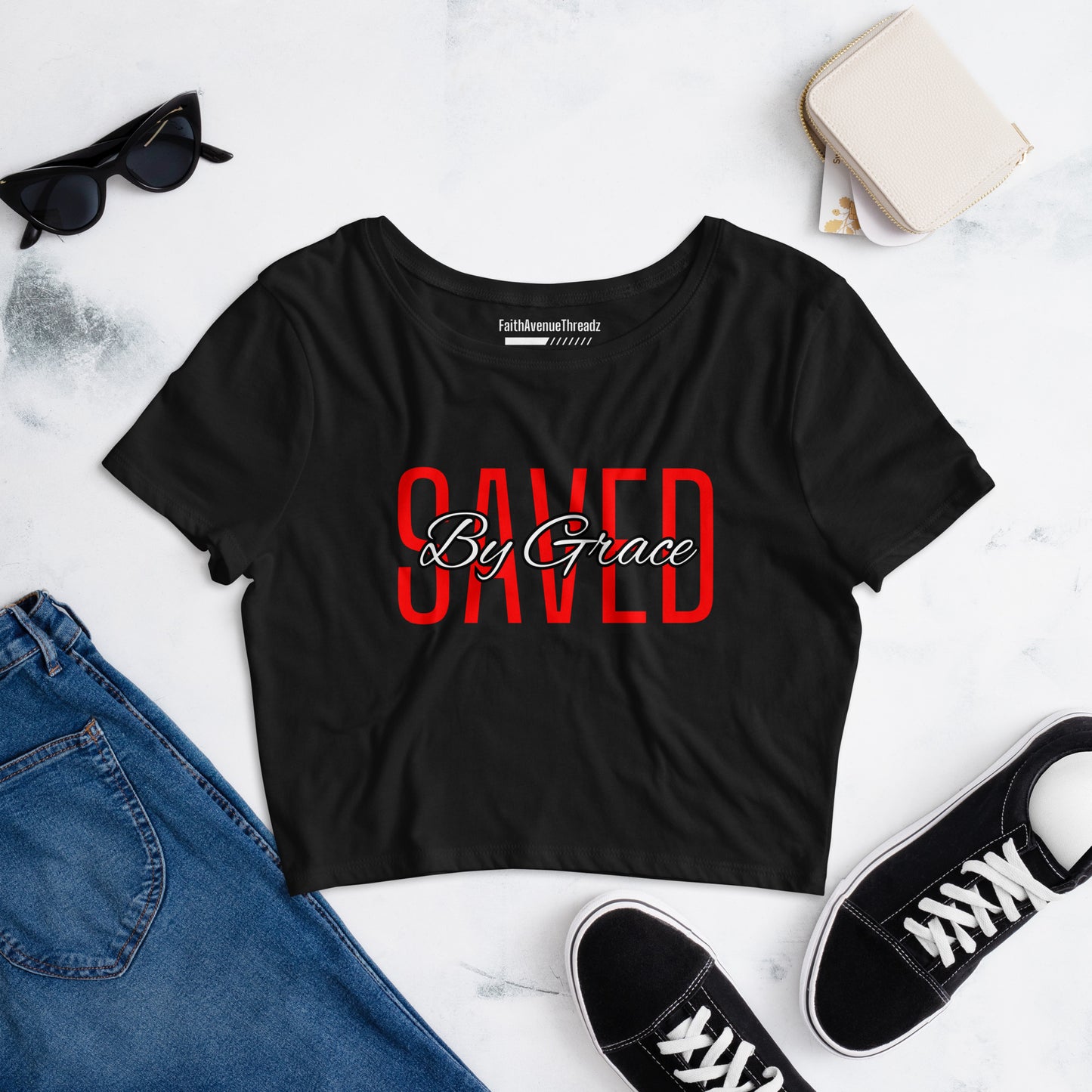 Saved By Grace Christian Crop Top