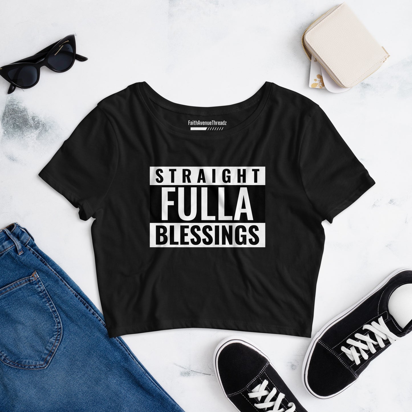 Straight Full of Blessings Christian Crop Top