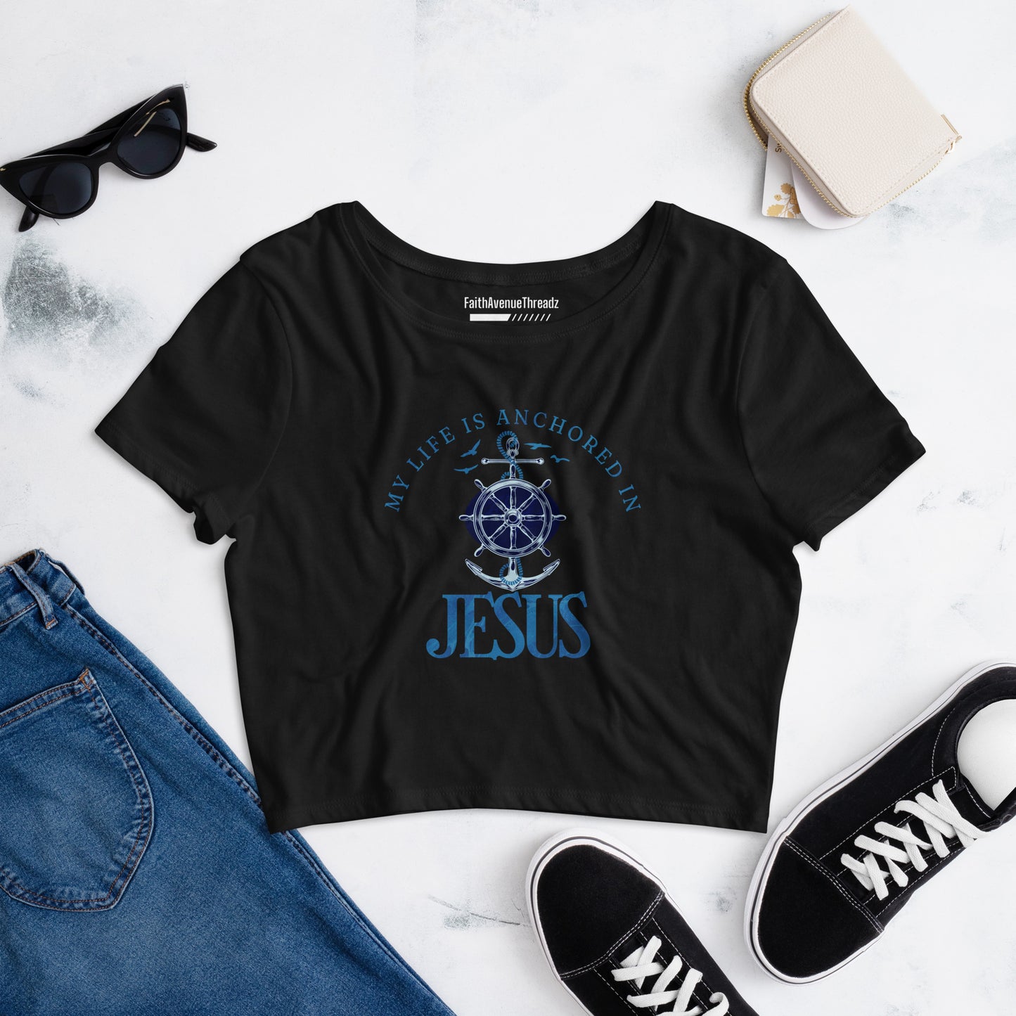 Anchored In Jesus Christian Crop Top
