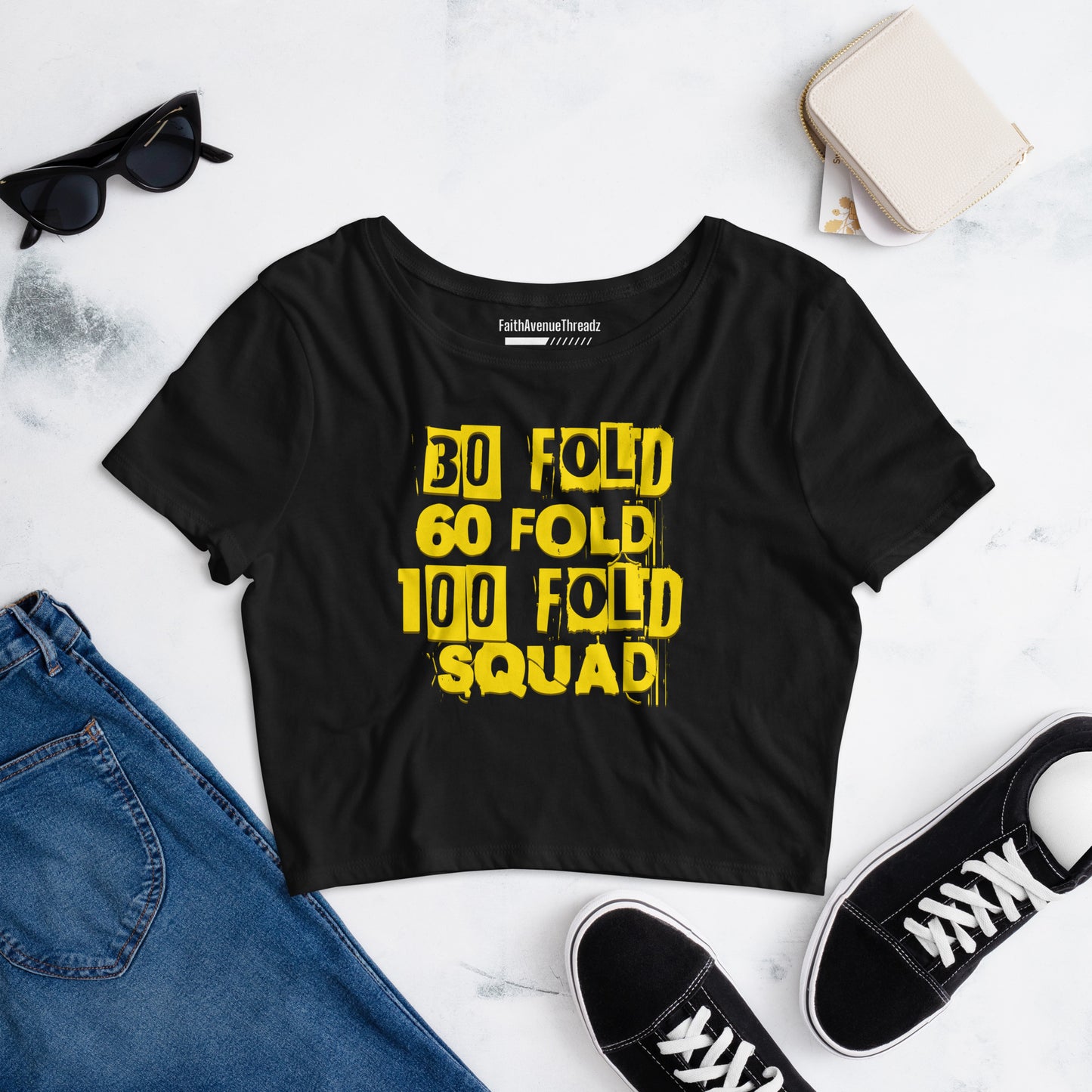 30 Fold, 60 Fold, 100 Fold Squad Christian Crop Top