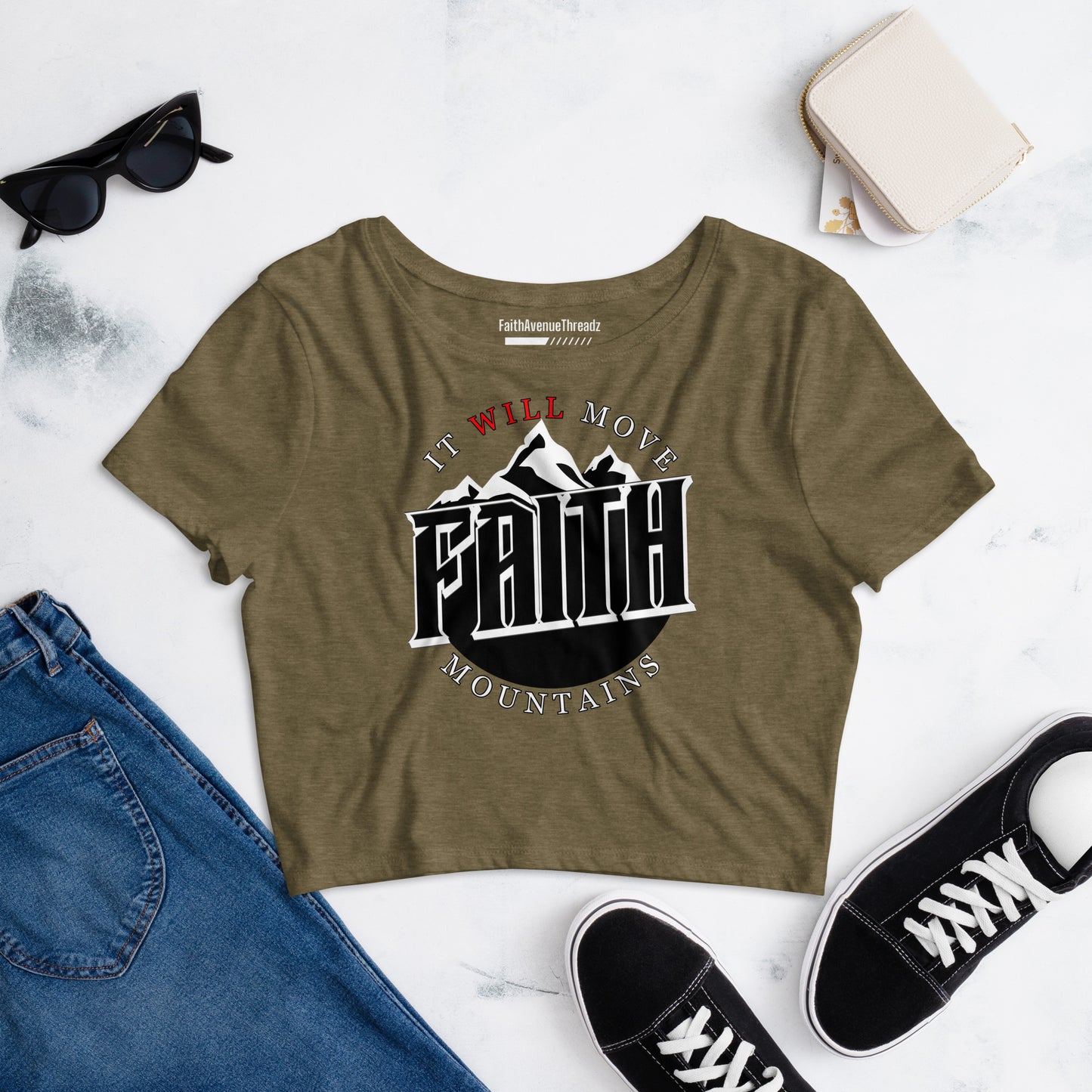 Faith Will Move Mountains Christian Crop Top
