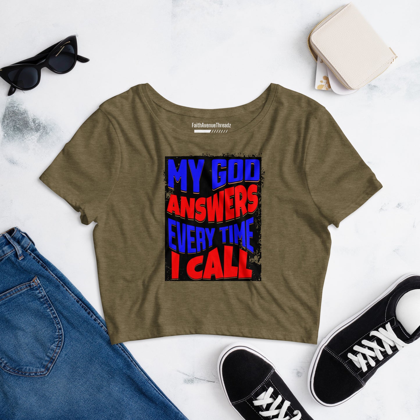 My God Answers Christian Crop Top