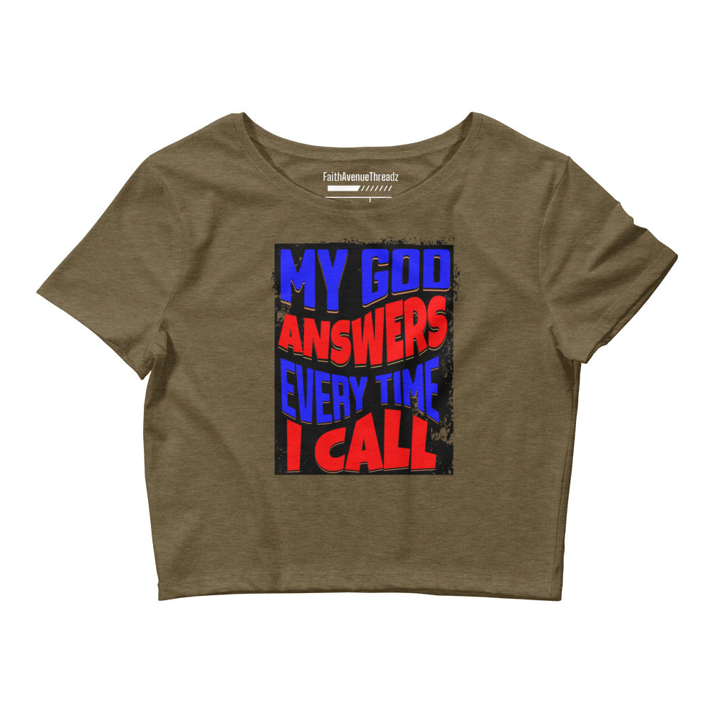 My God Answers Christian Crop Top