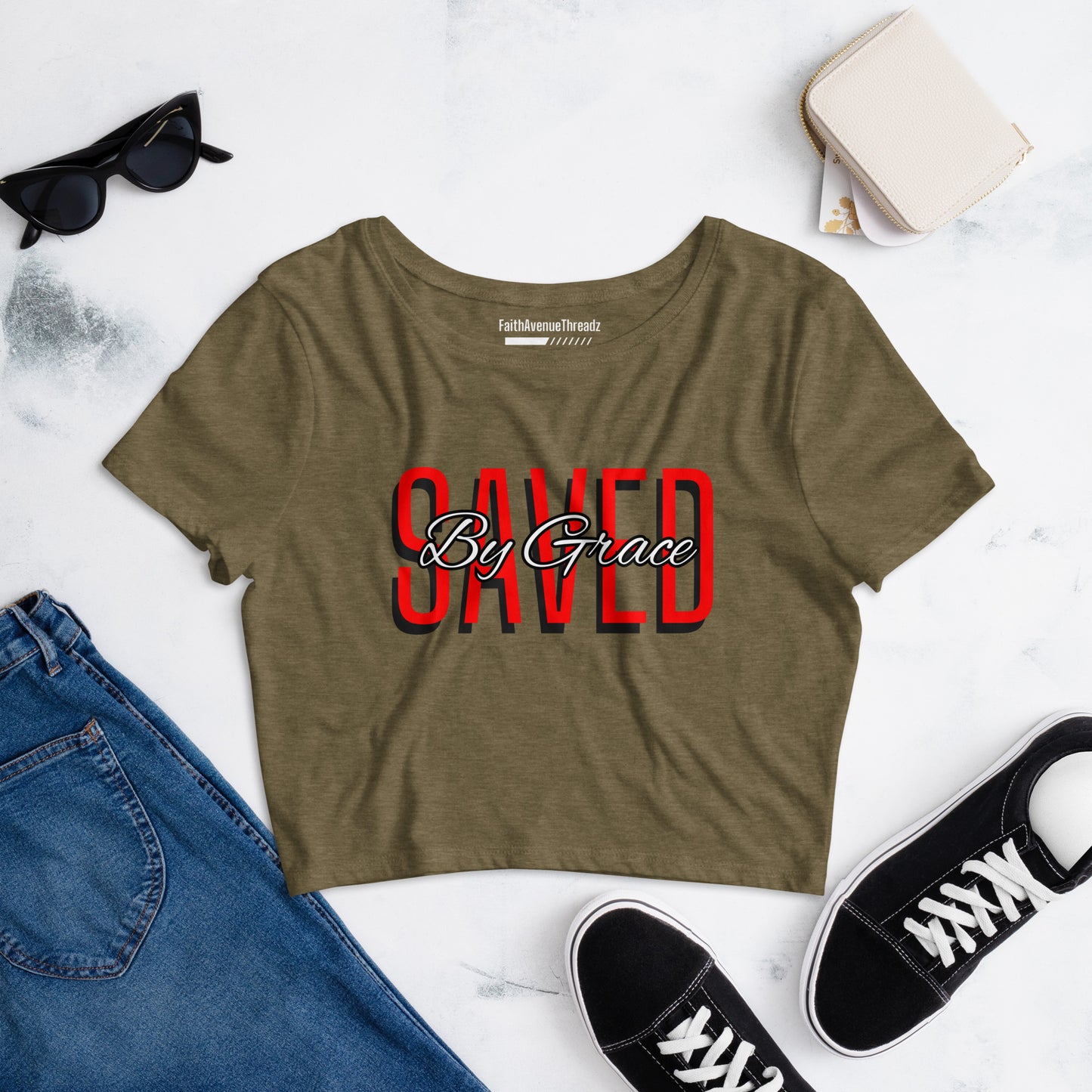 Saved By Grace Christian Crop Top