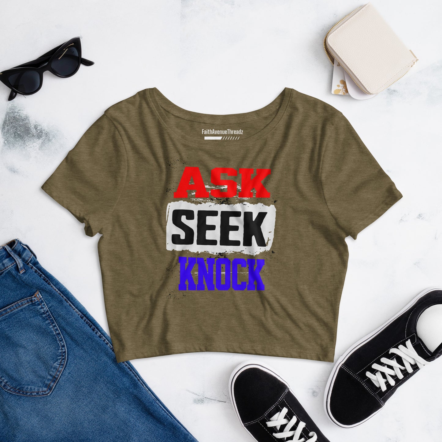 Ask, Seek, Knock Christian Crop Top