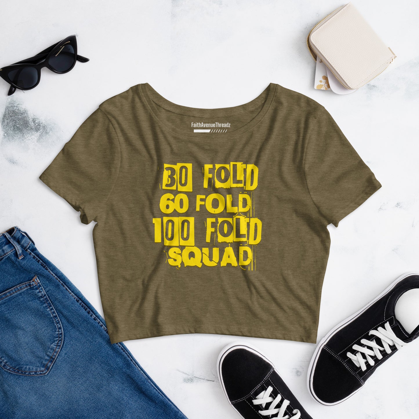 30 Fold, 60 Fold, 100 Fold Squad Christian Crop Top