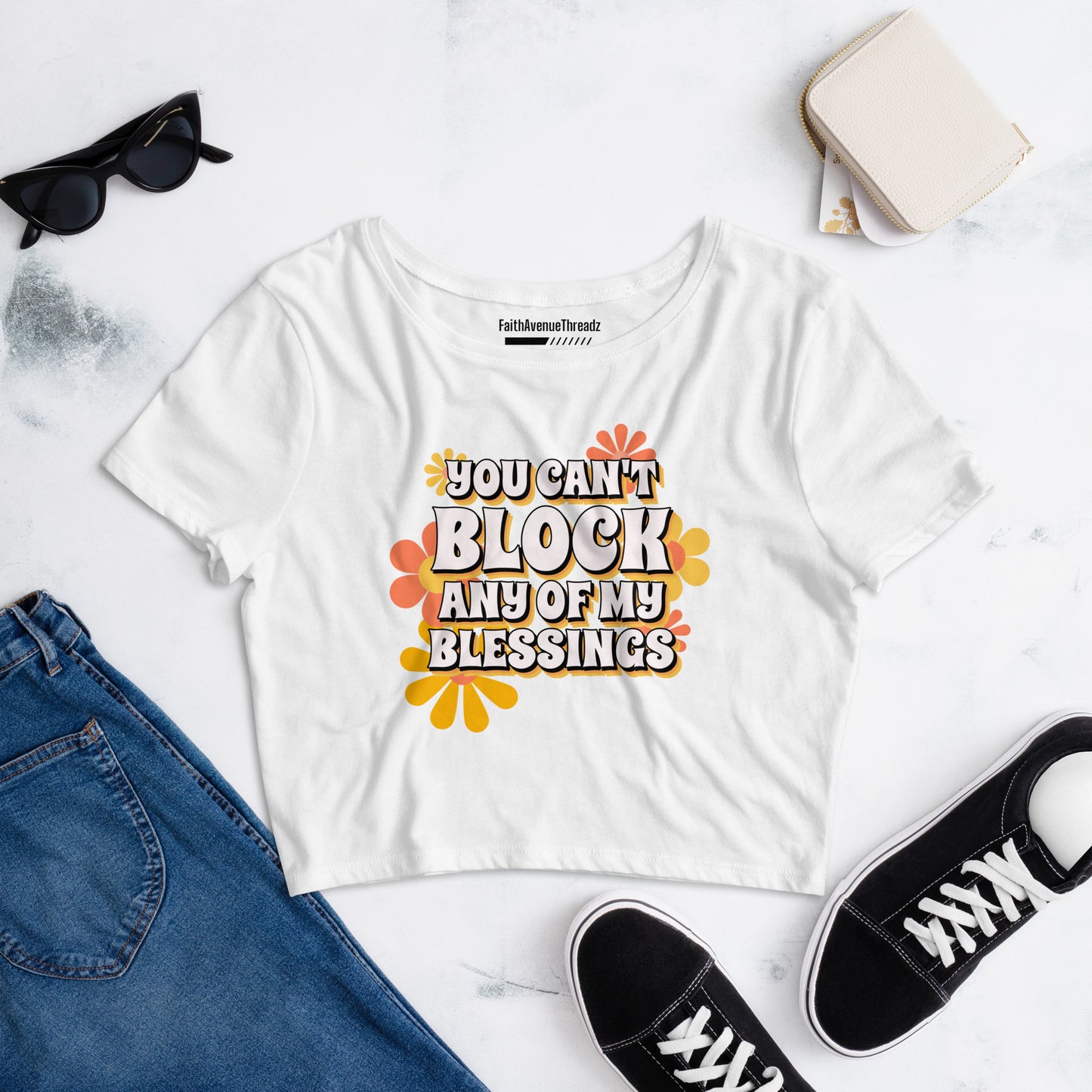 Can't Block My Blessing Christian Crop Top