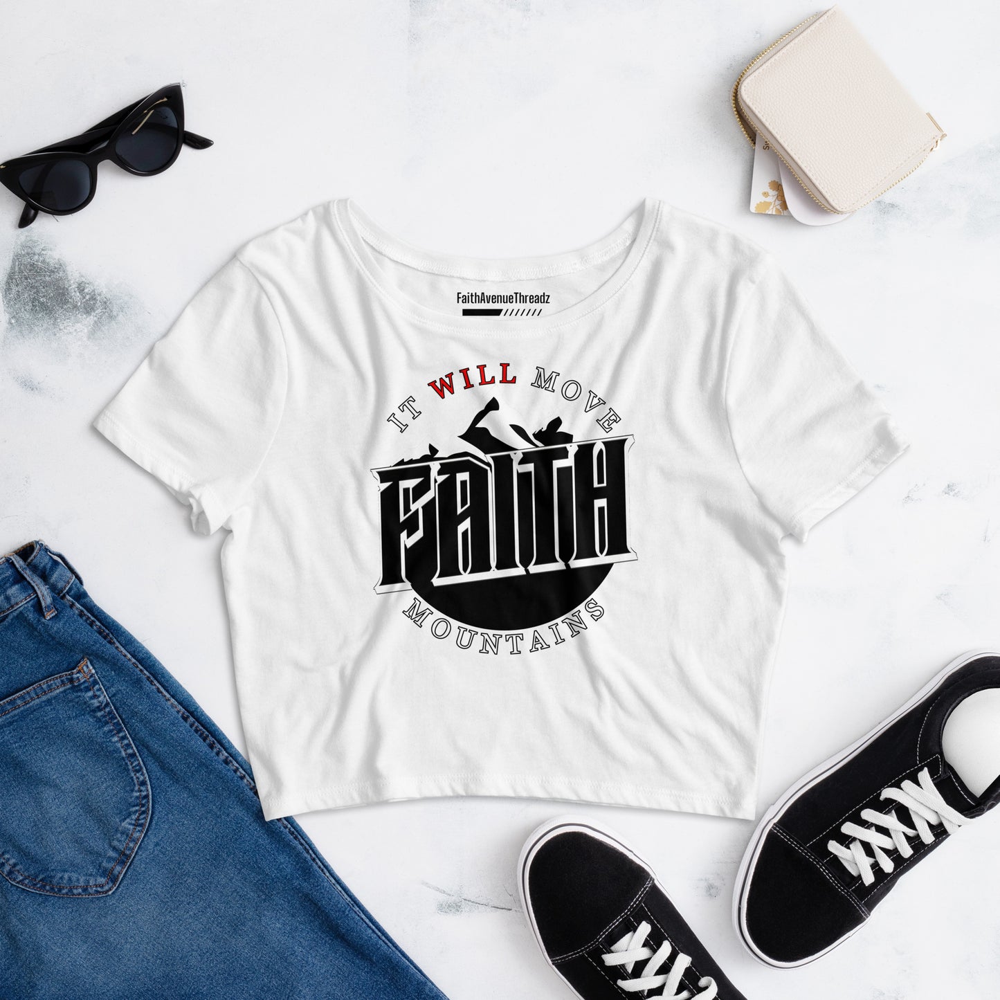 Faith Will Move Mountains Christian Crop Top