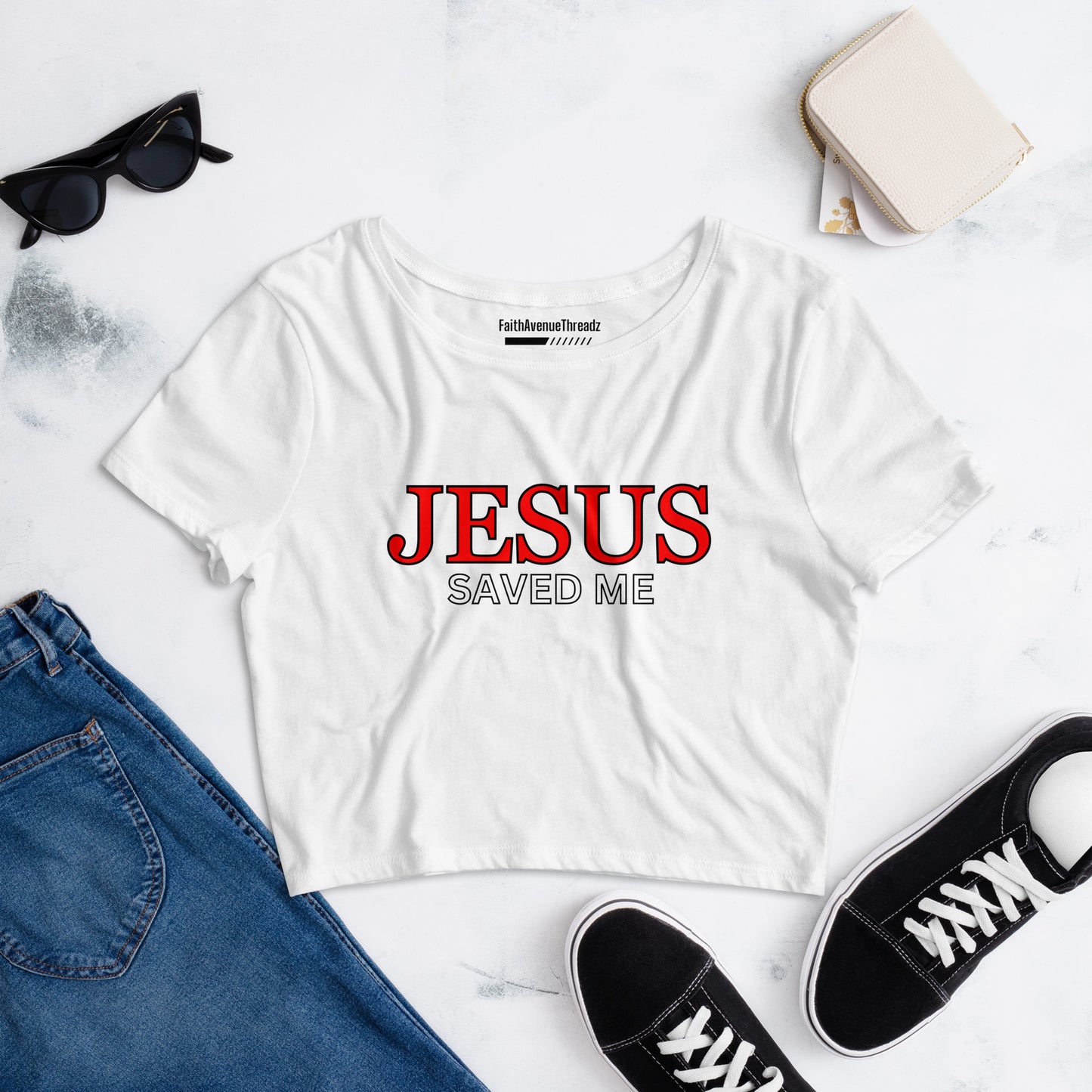 Jesus Saved Me Christian Crop Top