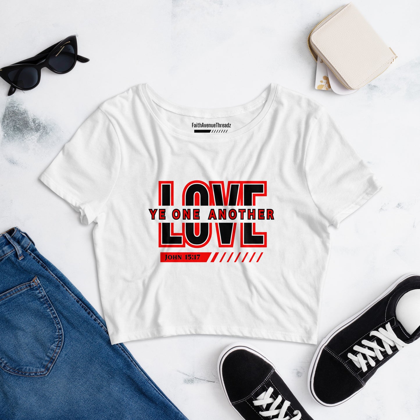 Love One Another Christian Crop Top
