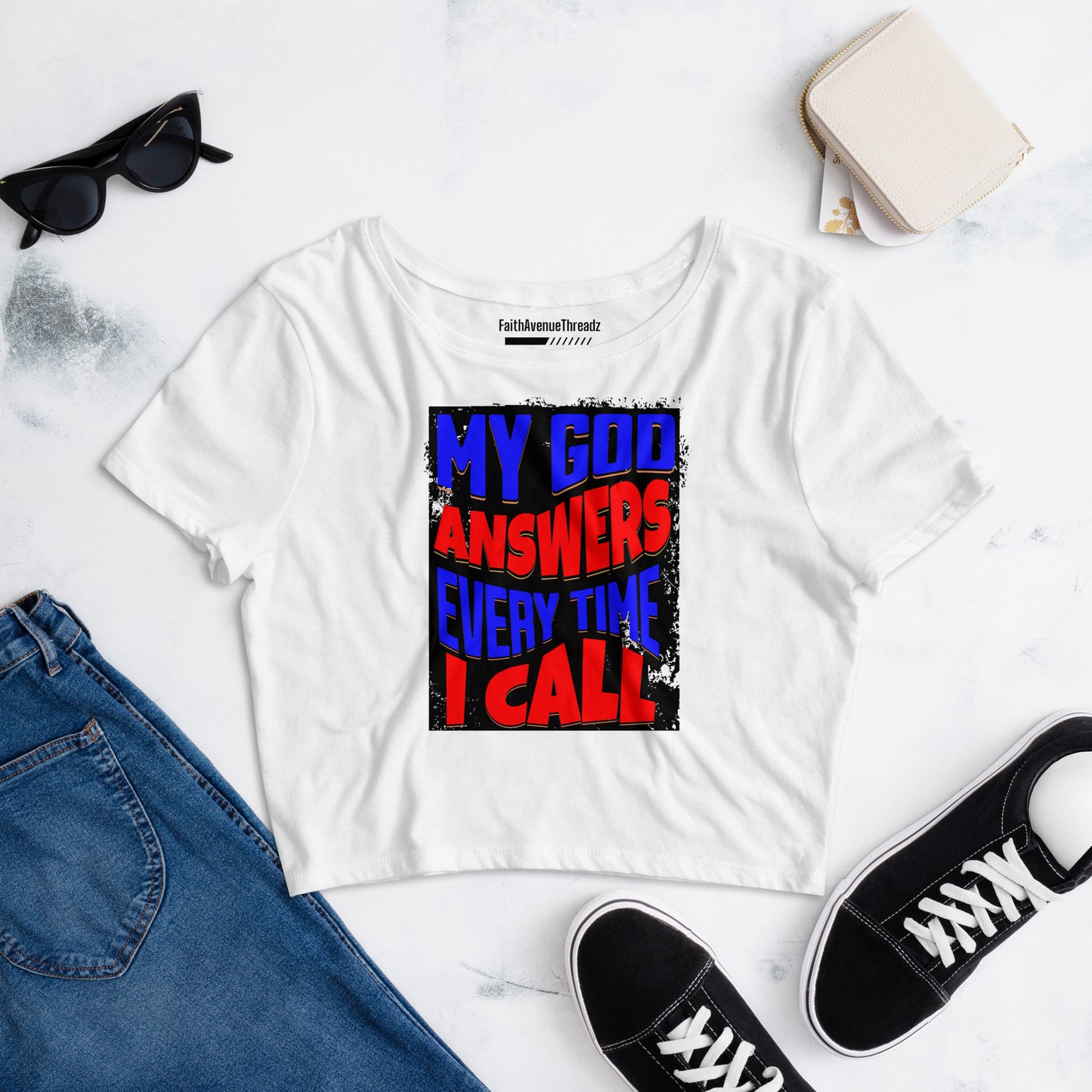 My God Answers Christian Crop Top