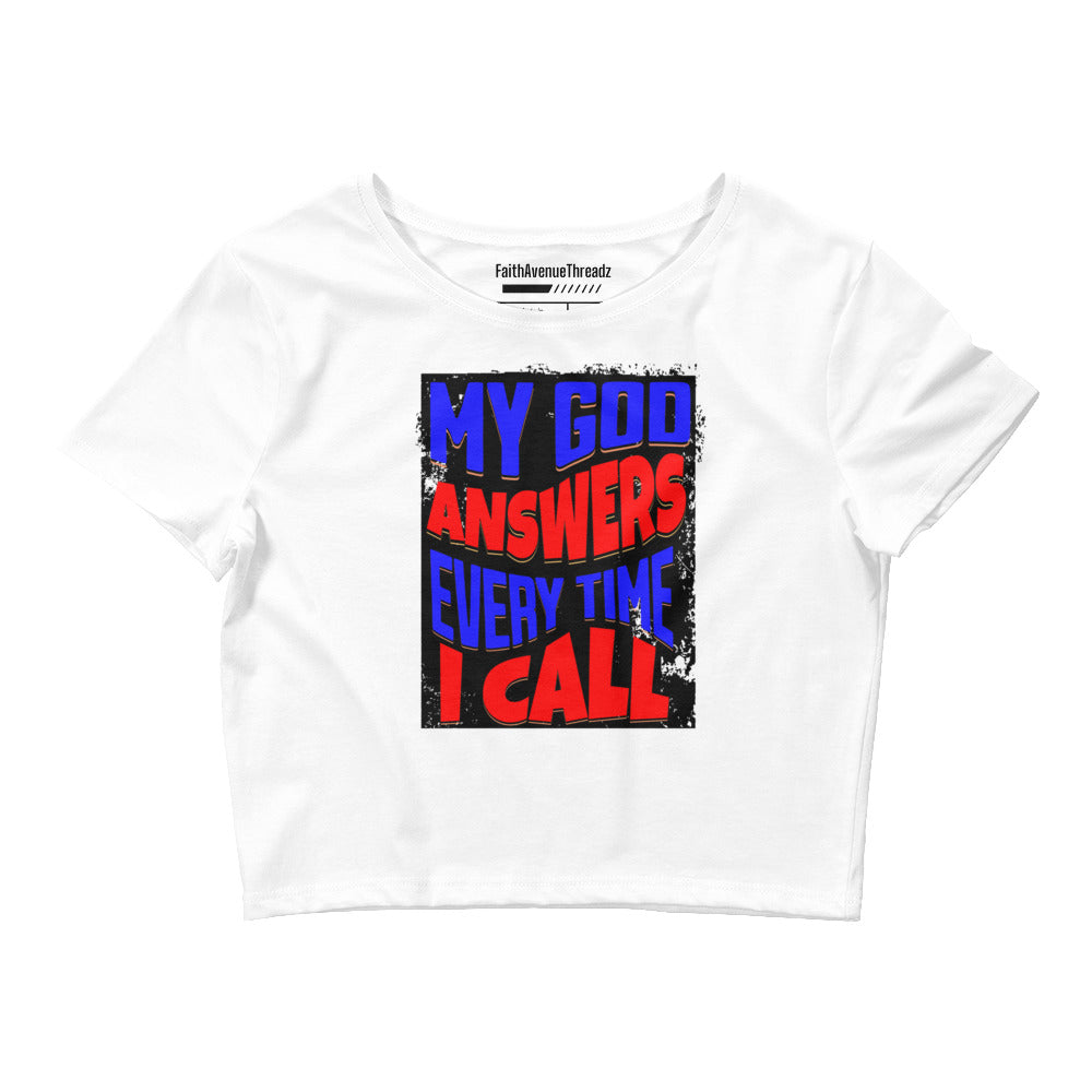 My God Answers Christian Crop Top