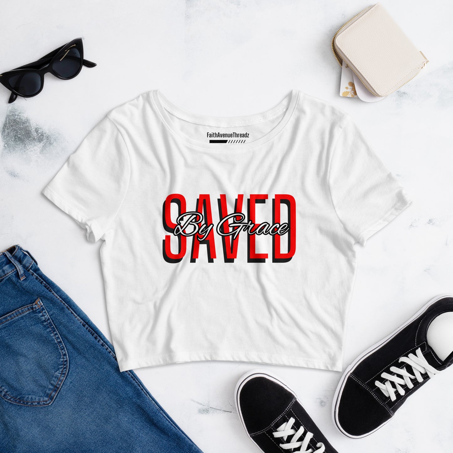 Saved By Grace Christian Crop Top