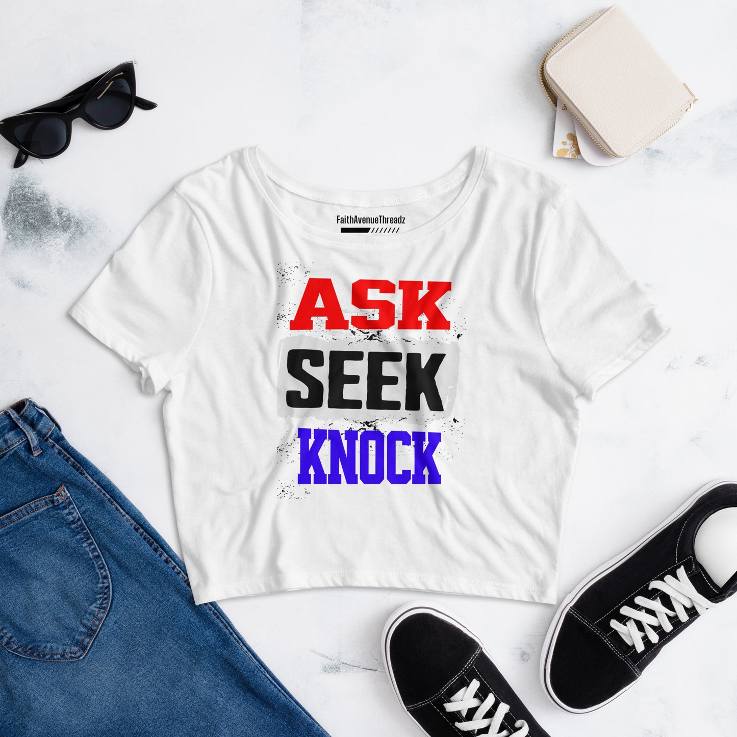 Ask, Seek, Knock Christian Crop Top