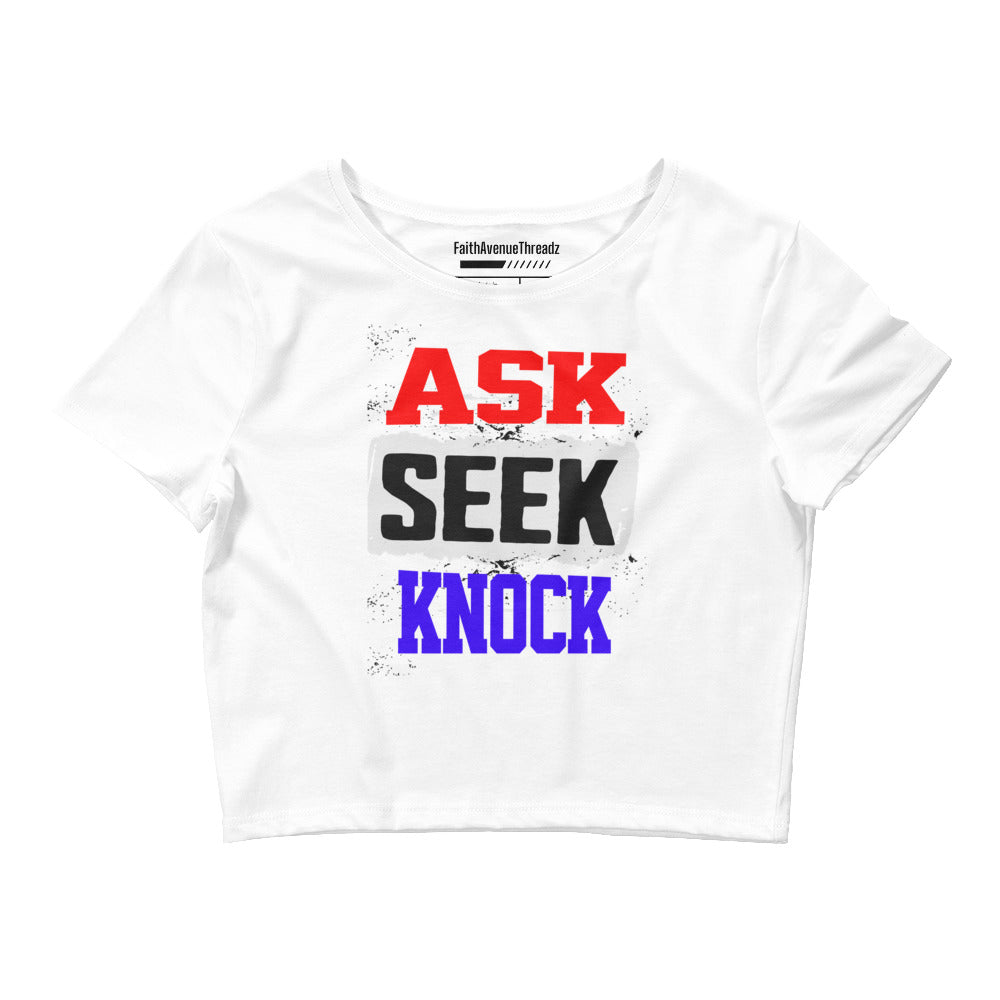 Ask, Seek, Knock Christian Crop Top