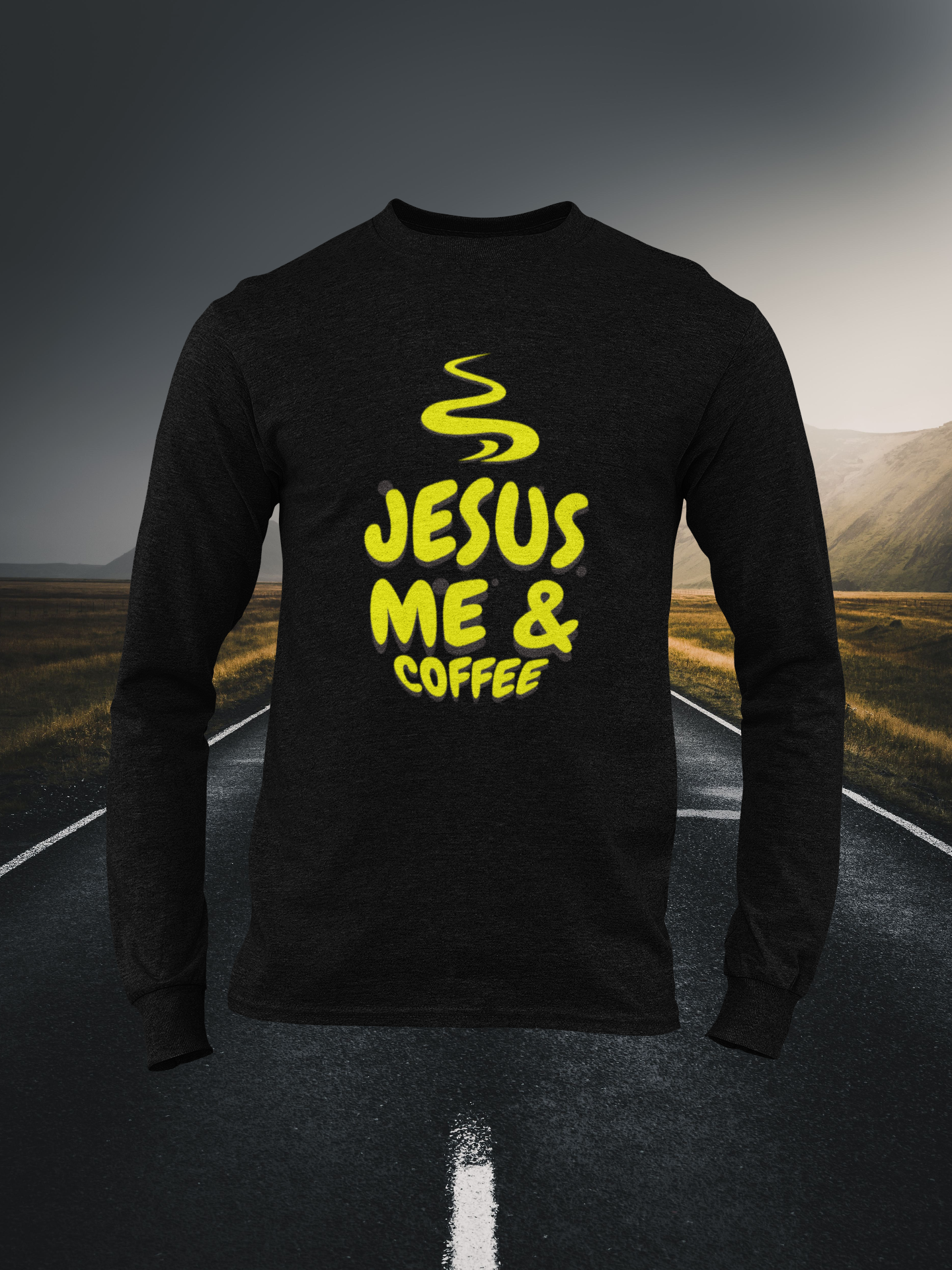 Jesus Me And Coffee Christian Long Sleeve Tee