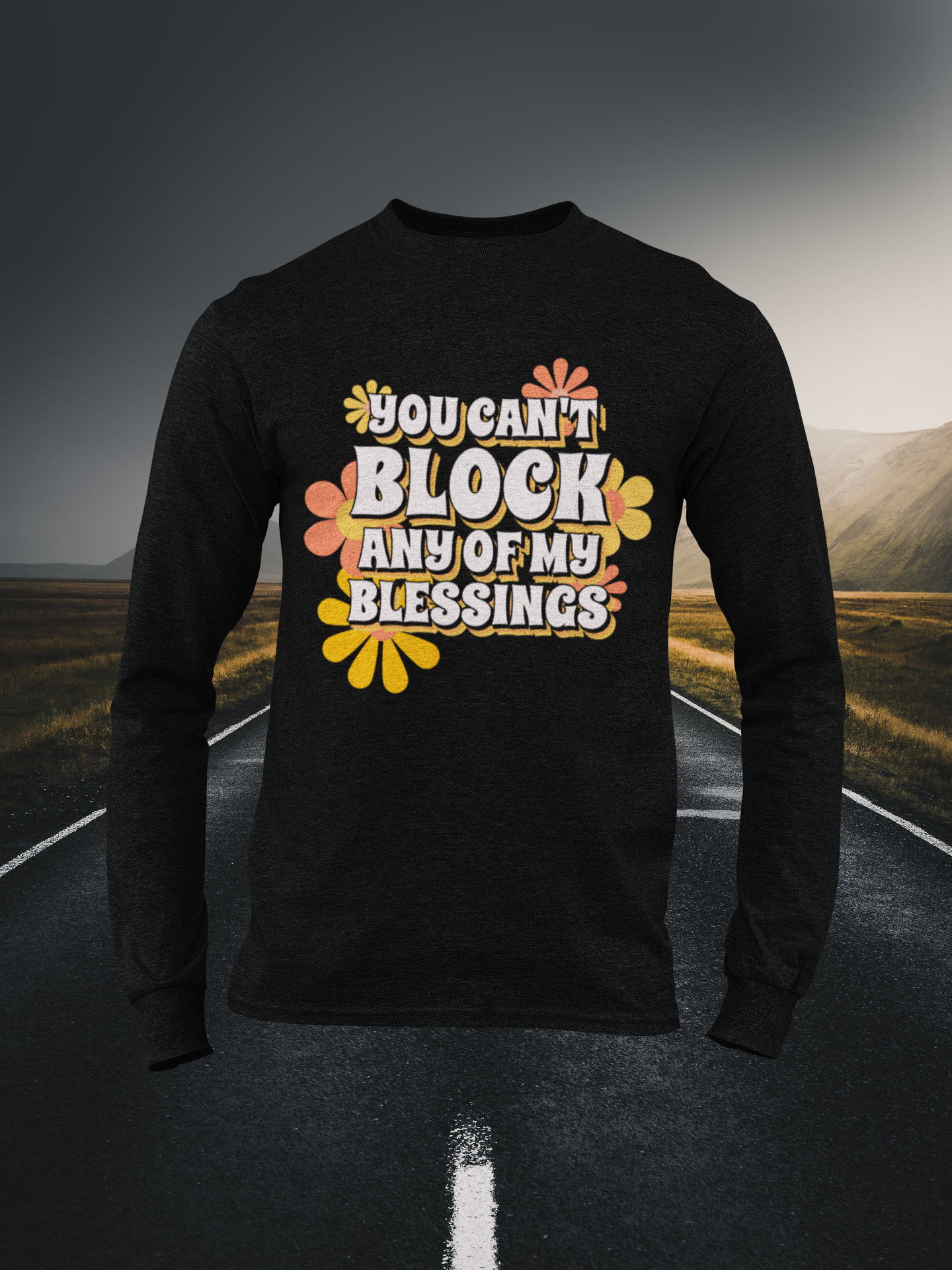 Can't Block My Blessing Christian Long Sleeve Tee