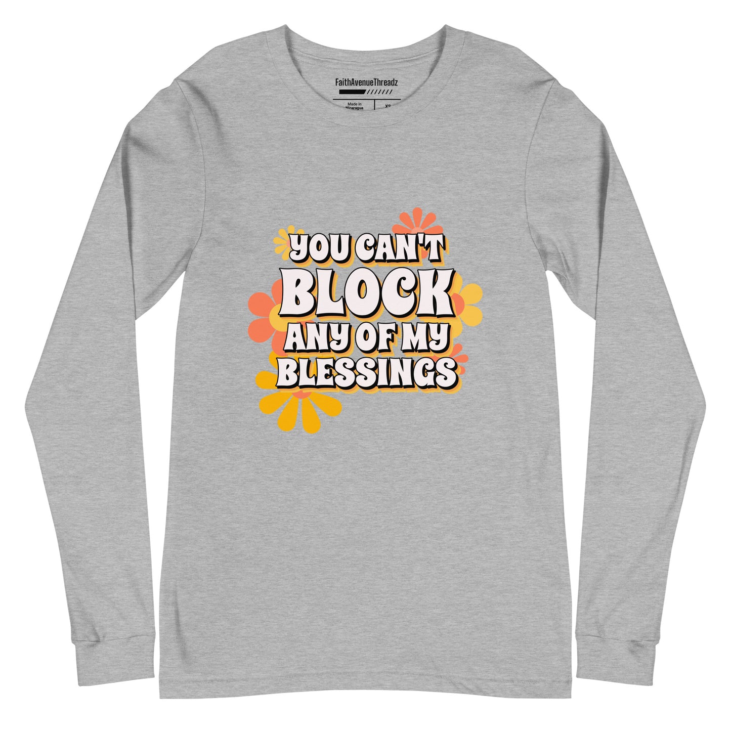 Can't Block My Blessing Christian Long Sleeve Tee