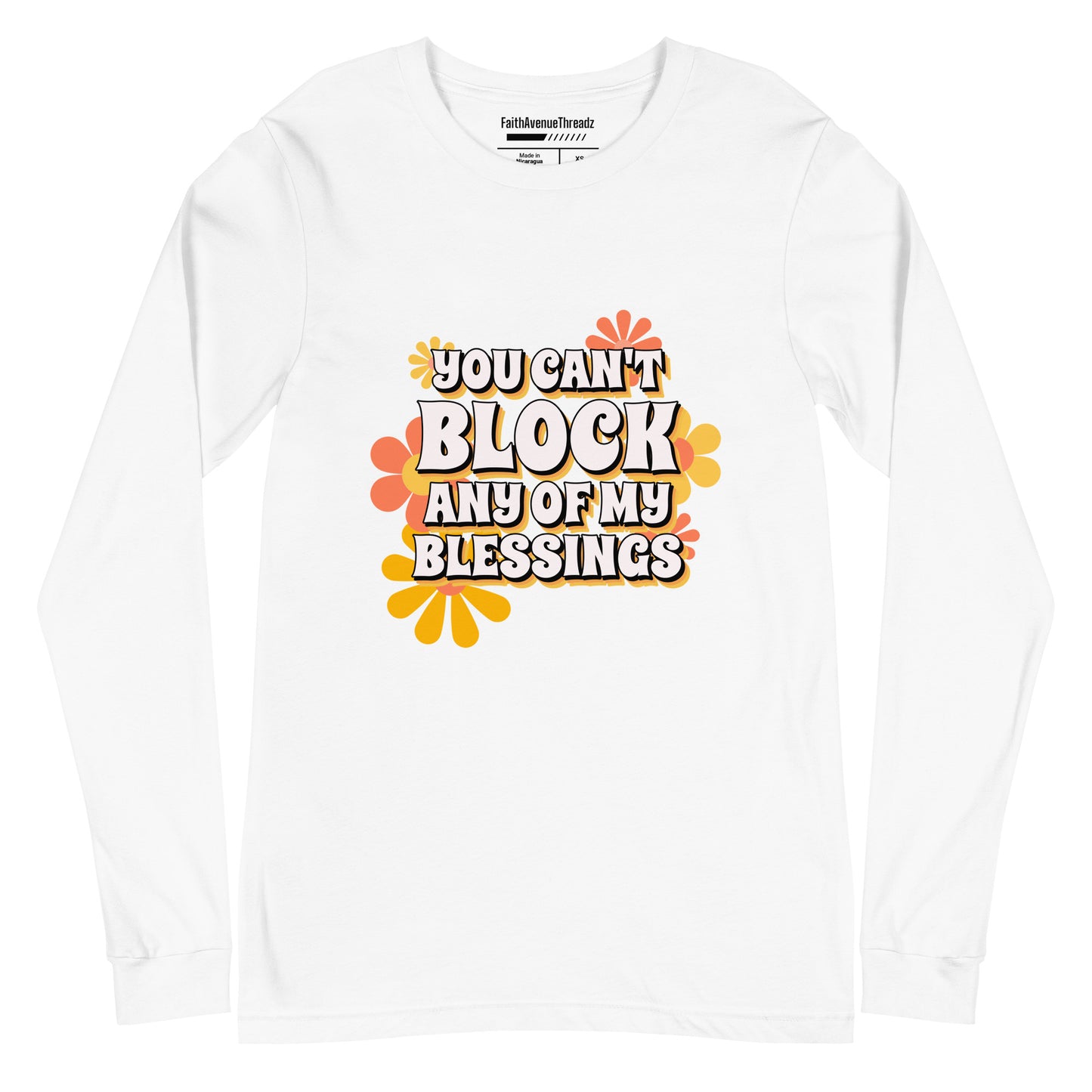 Can't Block My Blessing Christian Long Sleeve Tee